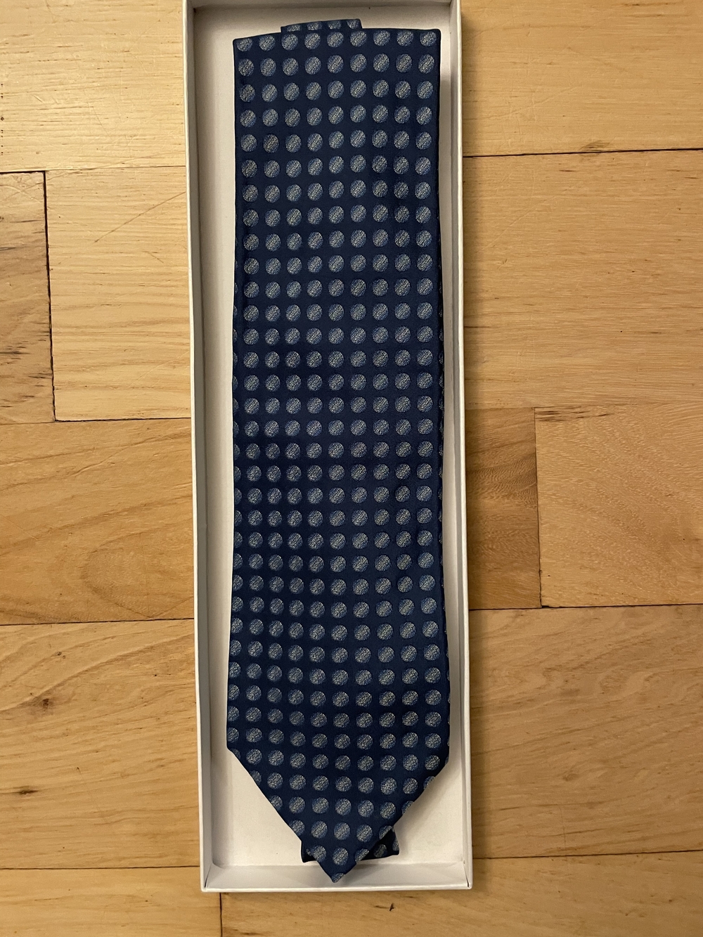 Hermes Navy Blue Polka Dot Men’s Tie